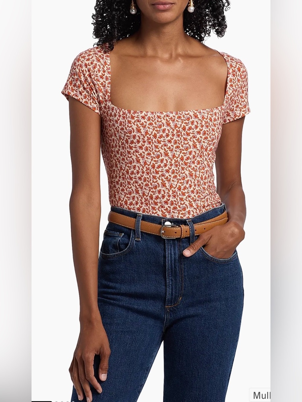 Reformation Bardot Floral Square Neck Top size XS. NWT